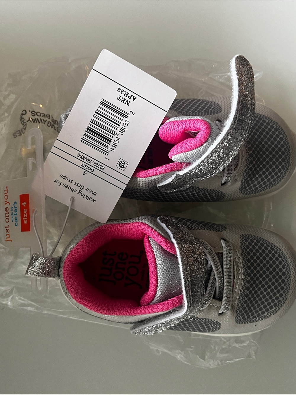 Carter's Gray and Bright Pink Toddler Sneakers